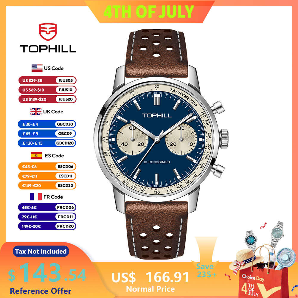 Tropic Strap Vintage - TOPHILL Vintage Racing Chronograph Men’s Mechanical