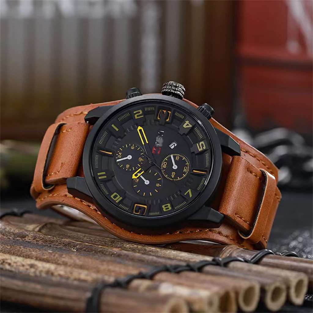Retro Luxury Men Quartz Watch  - Leather Watch Band Men ulasan dan harga