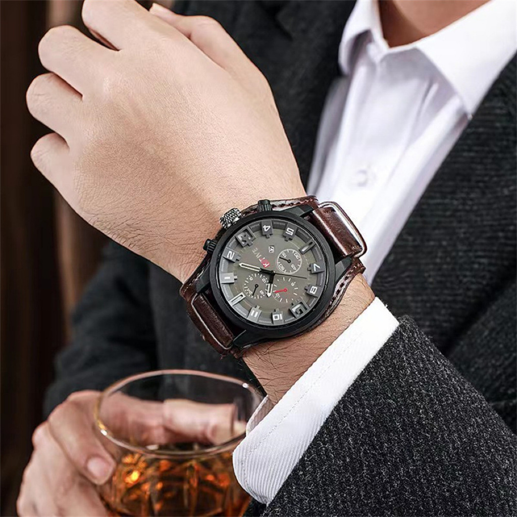 Retro Luxury Men Quartz Watch  - Leather Watch Band Men ulasan dan harga