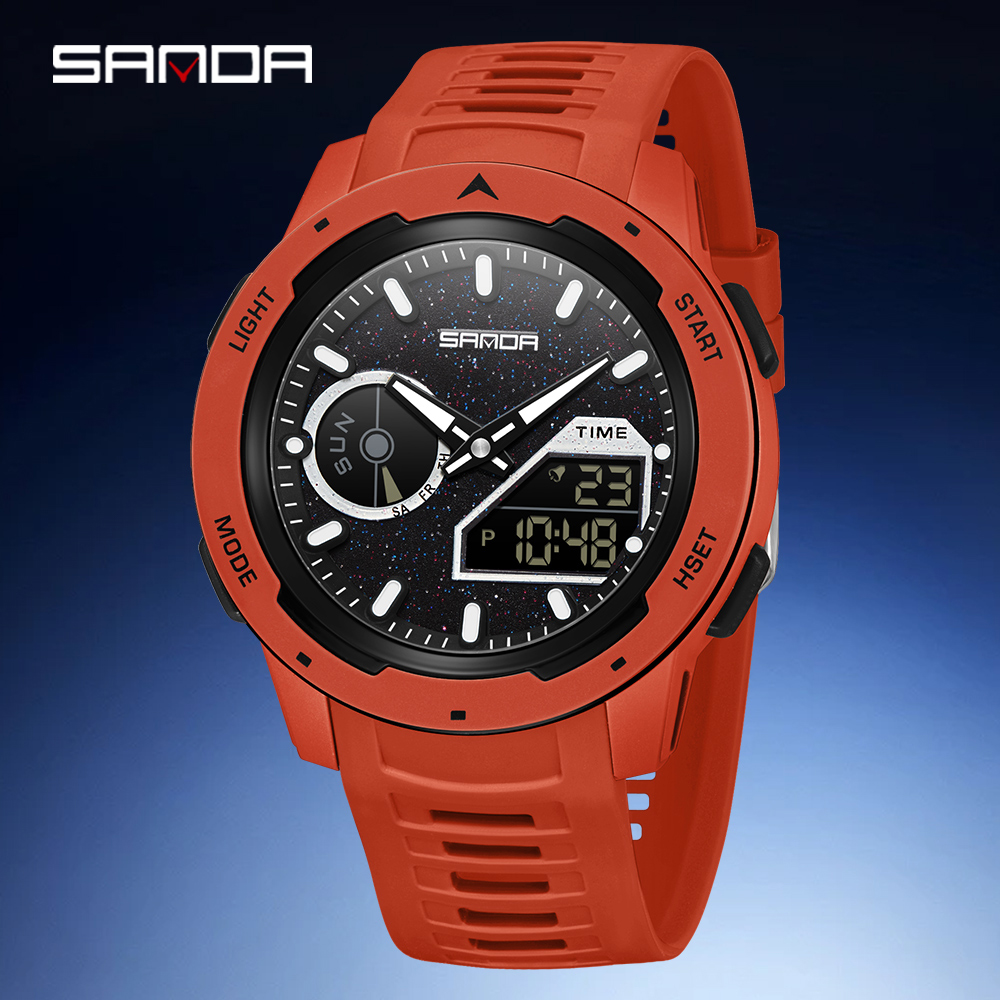 SANDA new men's fluorescent wa - Rubber Strap Diver ulasan dan harga