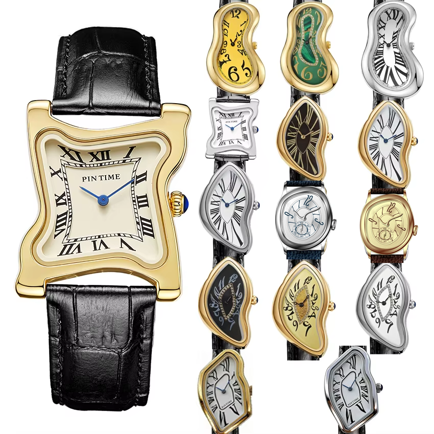 Surrealist Art Melting Clock W - Leather Watch Band Men ulasan dan harga