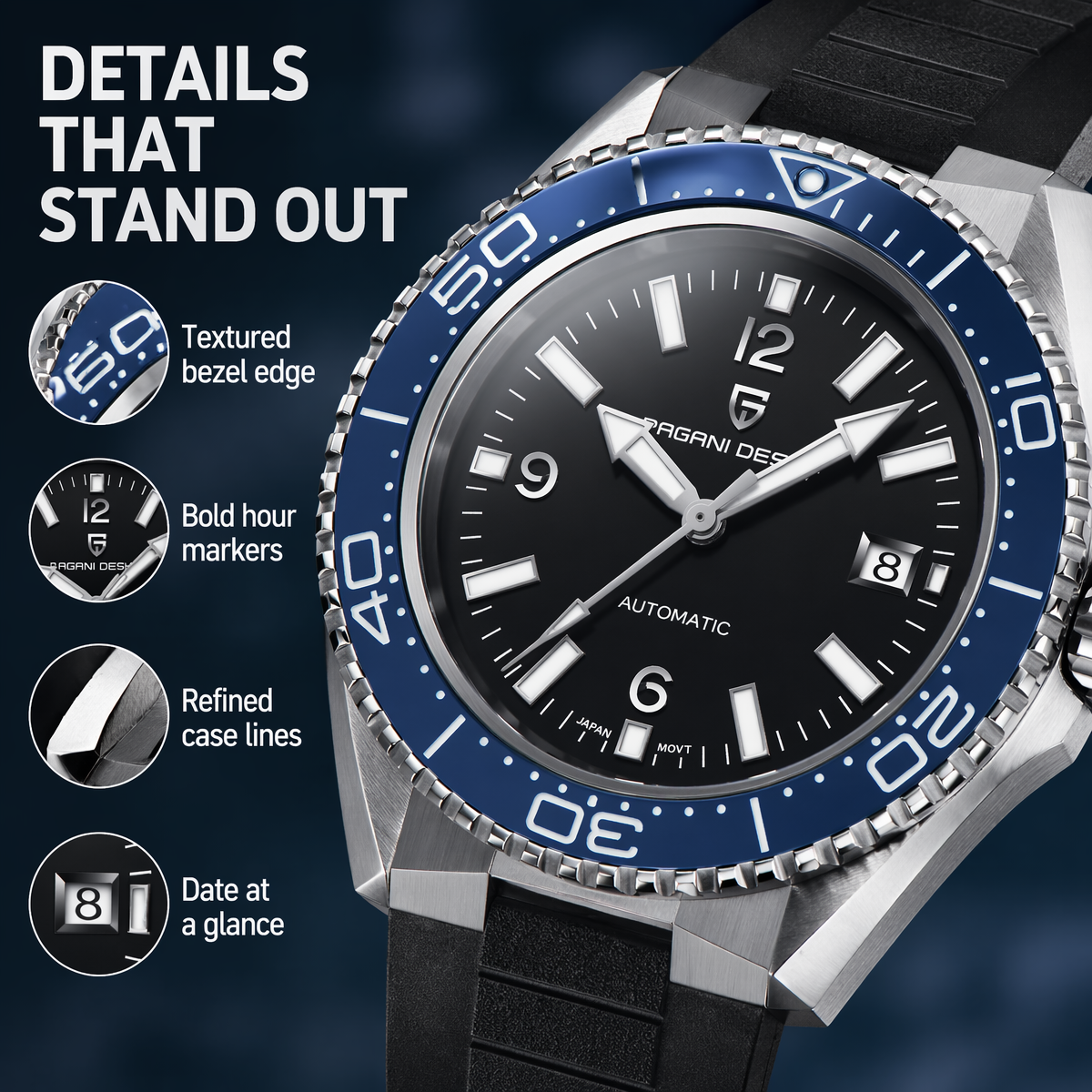 Pagani Design New Men's Mechan - Rubber Strap Diver ulasan dan harga