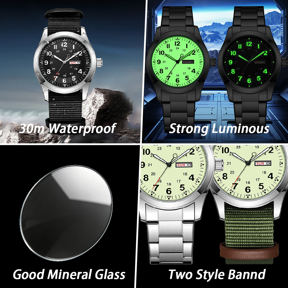 2026 Men's 42mm Watch Glow in  - Canvas Strap Watch ulasan dan harga