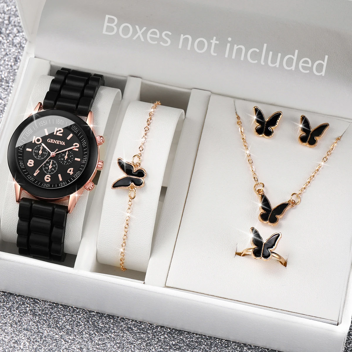 5/6PCS Fashion Women Watches C - Silicone Band Women ulasan dan harga